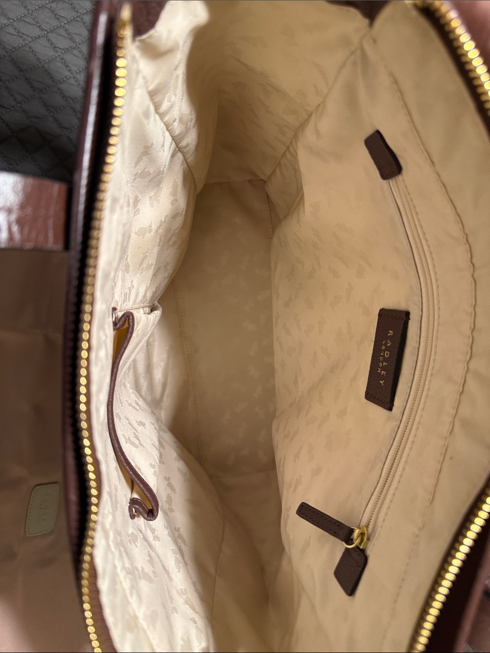 RADLEY LONDON Dark Brown Leather Tote with Croc-Texture Trim - Picture 4 of 5